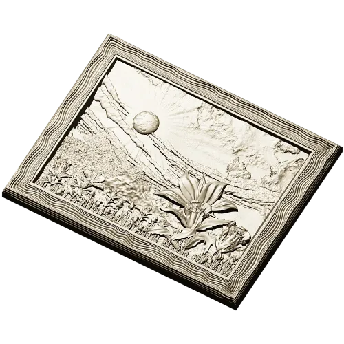 Sunlit Lily Meadow - STL 3D model for CNC carving