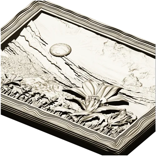 Sunlit Lily Meadow - STL 3D model for CNC carving
