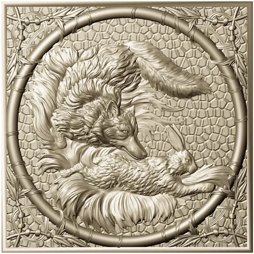 Fox and Hare High-Relief Panel STL for CNC