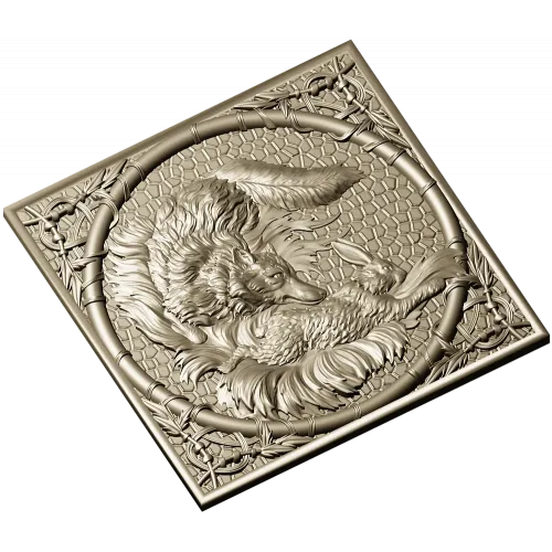 Fox and Hare High-Relief Panel STL for CNC