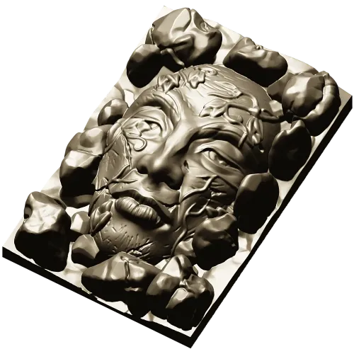 Лик в камнях - высокорельефная 3D модель STL для ЧПУ