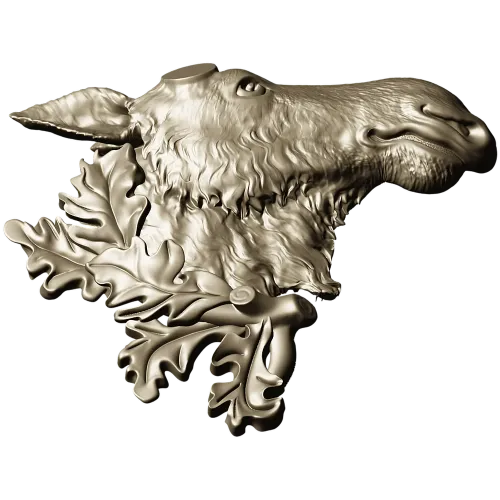 Рельефная 3D модель головы лося в формате STL для ЧПУ
