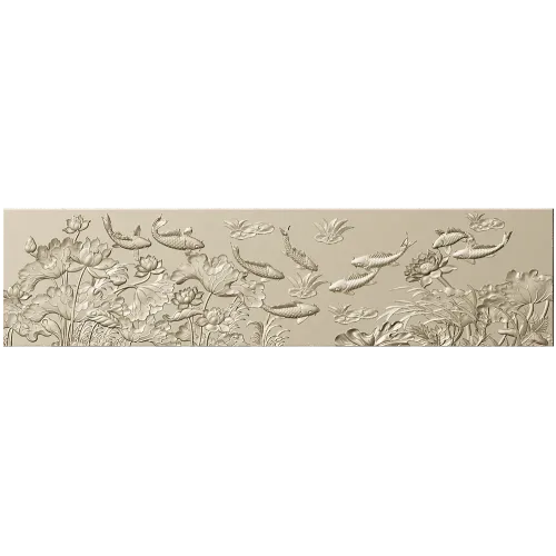 Панель "Тихий пруд" - 3D модель STL для ЧПУ с карпами и лотосами
