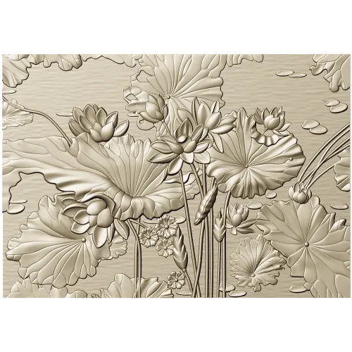 Lotus Pond Relief - detailed STL 3D model for CNC carving