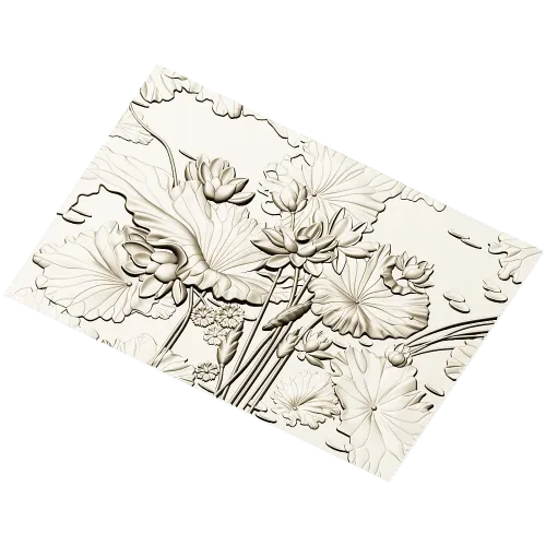 Lotus Pond Relief - detailed STL 3D model for CNC carving