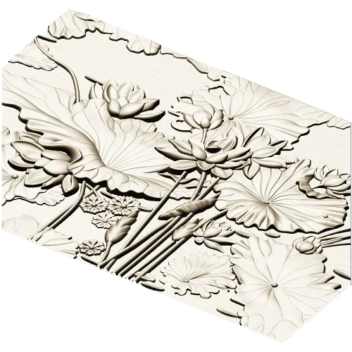 Lotus Pond Relief - detailed STL 3D model for CNC carving