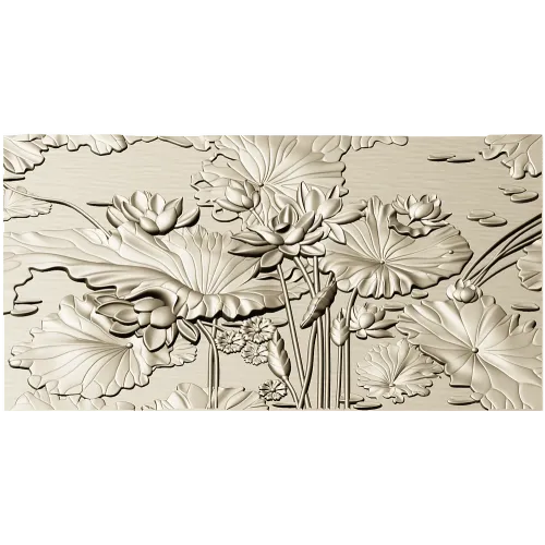 Lotus Pond Relief - detailed STL 3D model for CNC carving