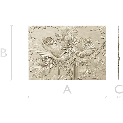 Lotus Pond Relief - detailed STL 3D model for CNC carving