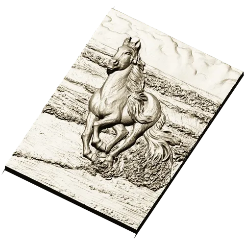 Galloping horse relief STL for CNC