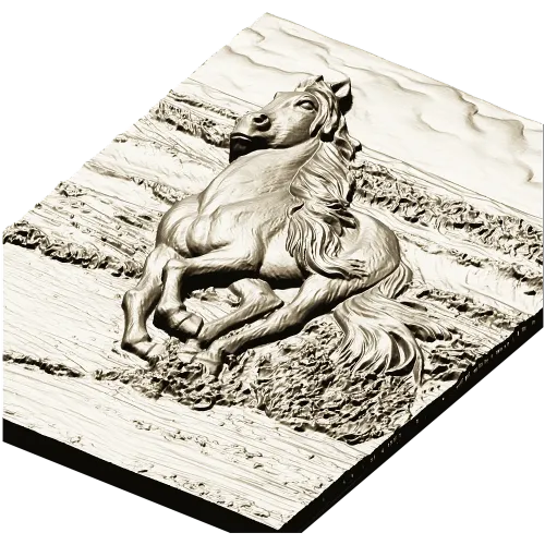 Galloping horse relief STL for CNC