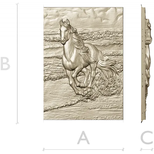 Galloping horse relief STL for CNC