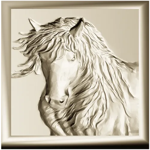 Horse Head Relief Plaque STL for CNC