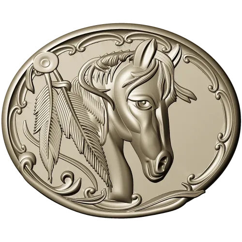 Noble Horse Medallion STL 3D Model for CNC