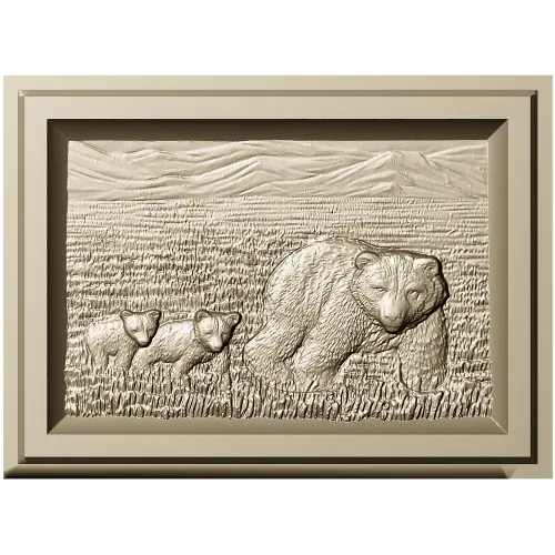 Bear family bas-relief STL for CNC