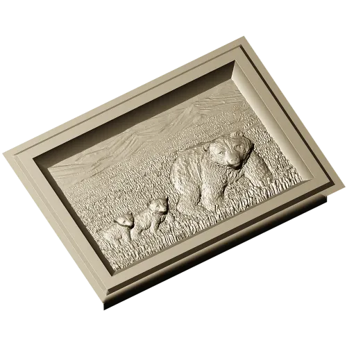 Bear family bas-relief STL for CNC