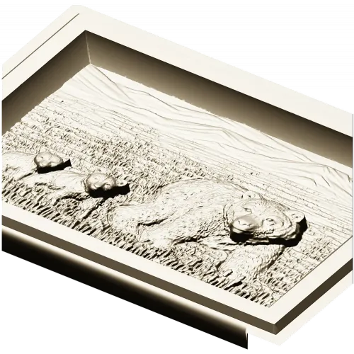 Bear family bas-relief STL for CNC