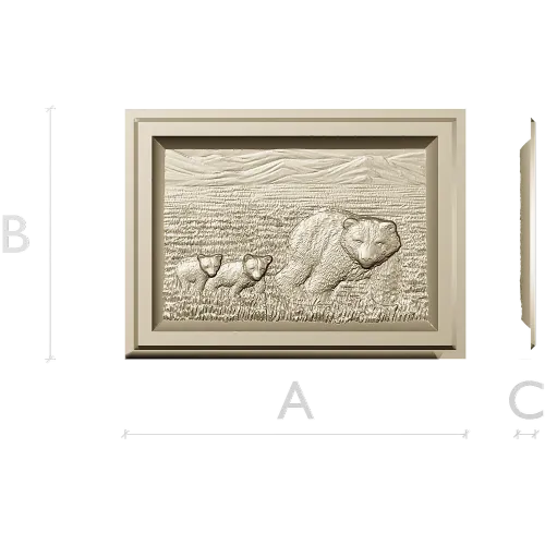 Bear family bas-relief STL for CNC