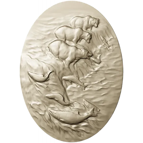 Bears Fishing Relief - 3D STL model for CNC carving