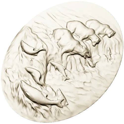 Bears Fishing Relief - 3D STL model for CNC carving