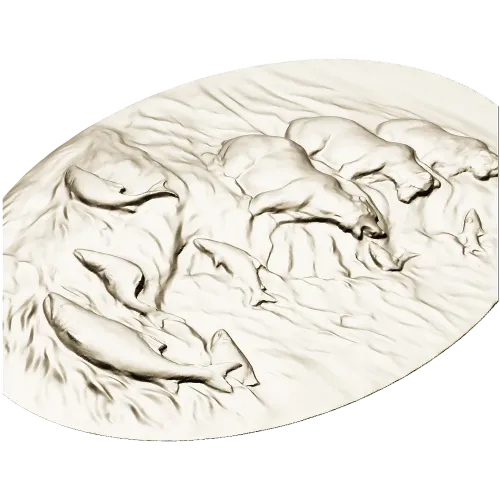Bears Fishing Relief - 3D STL model for CNC carving