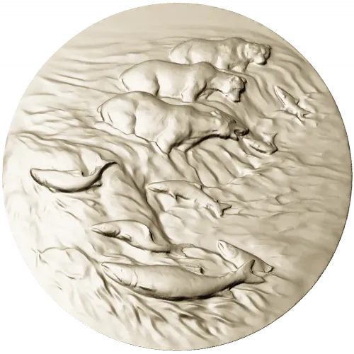 Bears Fishing Relief - 3D STL model for CNC carving