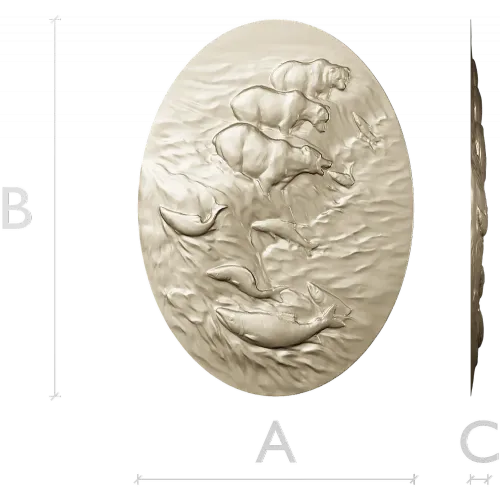Bears Fishing Relief - 3D STL model for CNC carving