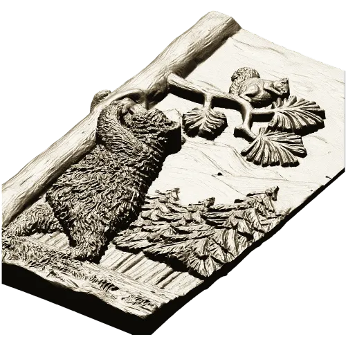 Панно "Медведь и белка" - 3D модель STL