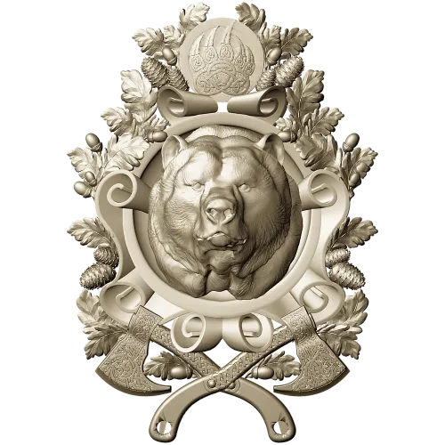 Grizzly Heraldic Crest STL 3D model