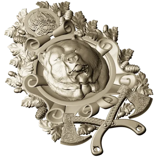 Grizzly Heraldic Crest STL 3D model