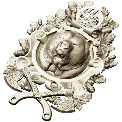 Grizzly Heraldic Crest STL 3D model