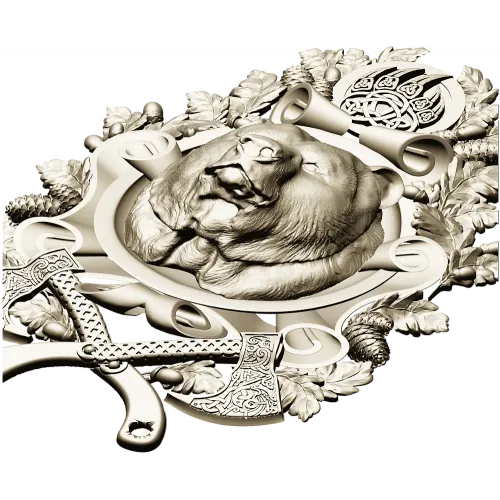 Grizzly Heraldic Crest STL 3D model