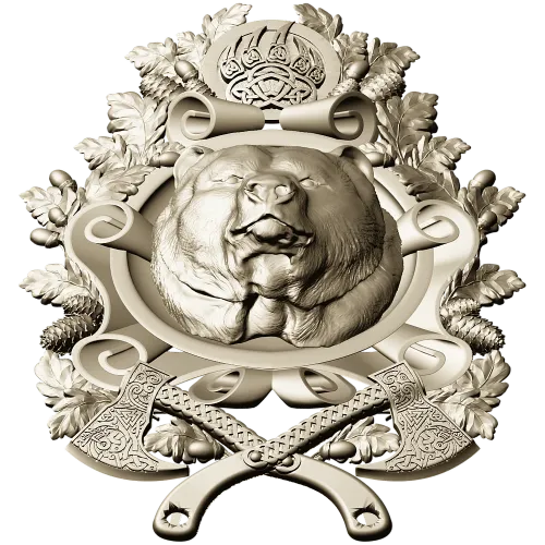 Grizzly Heraldic Crest STL 3D model
