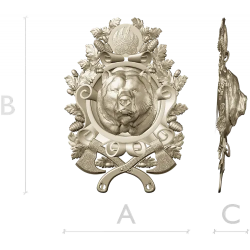 Grizzly Heraldic Crest STL 3D model