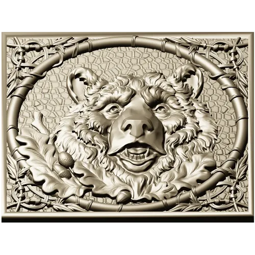 Bear Relief Panel - high-relief STL for CNC carving