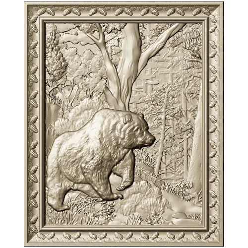 Forest Bear Relief - STL 3D model for CNC carving