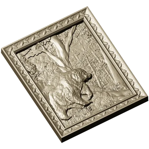 Forest Bear Relief - STL 3D model for CNC carving