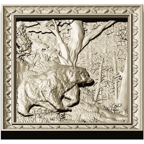 Forest Bear Relief - STL 3D model for CNC carving
