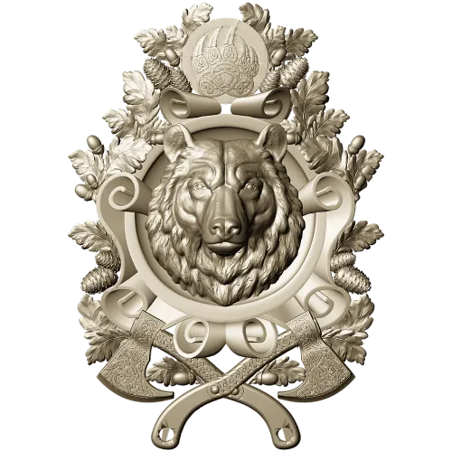 Guardian Bear Crest - high-relief STL 3D model for CNC