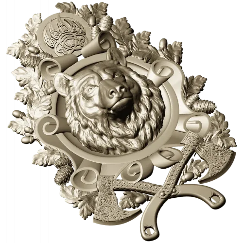 Guardian Bear Crest - high-relief STL 3D model for CNC
