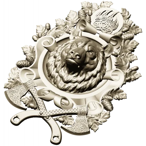Guardian Bear Crest - high-relief STL 3D model for CNC