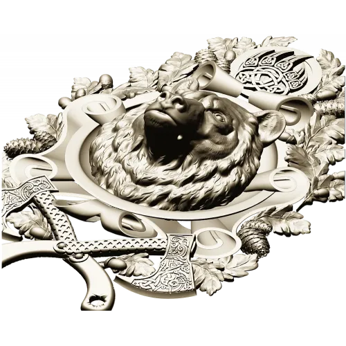 Guardian Bear Crest - high-relief STL 3D model for CNC