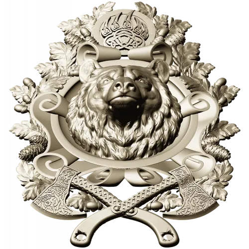 Guardian Bear Crest - high-relief STL 3D model for CNC