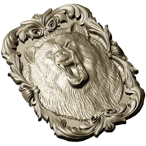 Roaring Bear Plaque STL