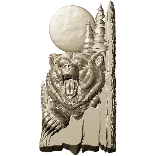 Бурый медведь под Луной - 3D модель STL для ЧПУ
