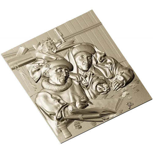 Рельефное панно "Менялы" - 3D STL модель для ЧПУ