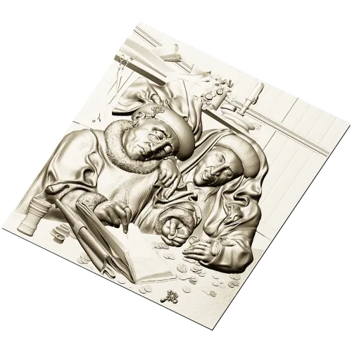 Рельефное панно "Менялы" - 3D STL модель для ЧПУ