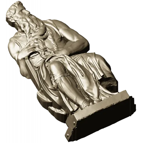 Seated Moses - High-Relief 3D Model STL for CNC