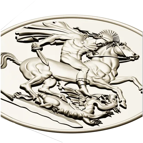 Saint George Medallion STL - high relief 3D model for CNC