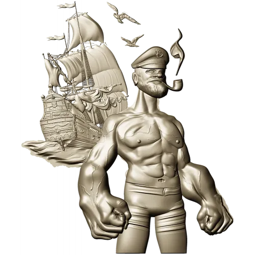 Captain Brine - nautical 3D STL model for CNC milling