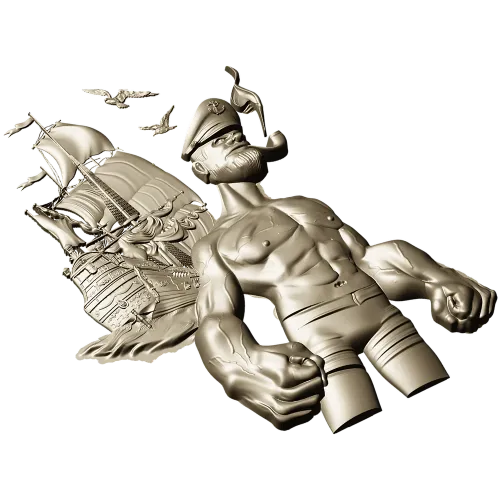 Captain Brine - nautical 3D STL model for CNC milling